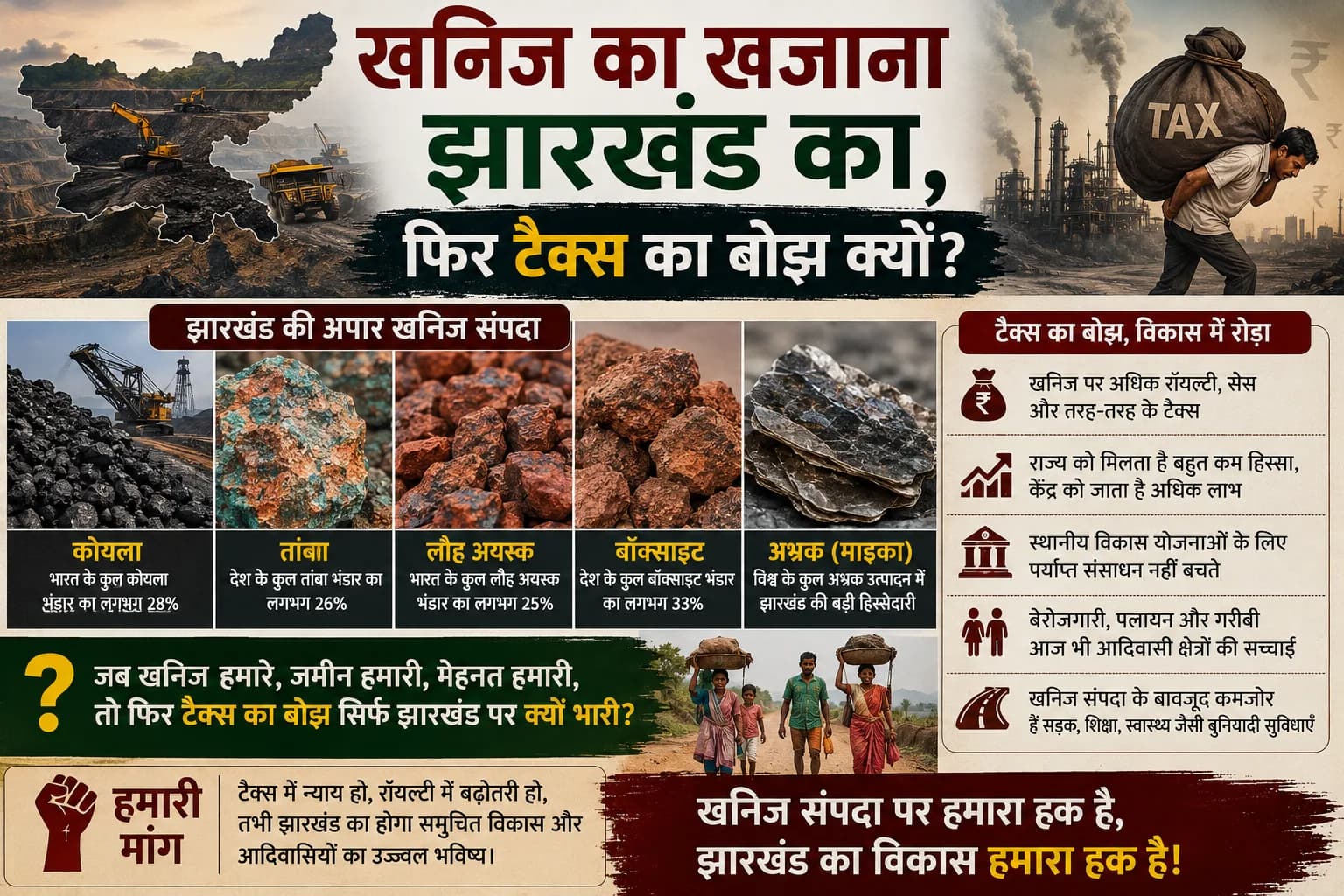 खनिज का खजाना झारखंड का, फिर टैक्स का बोझ क्यों?