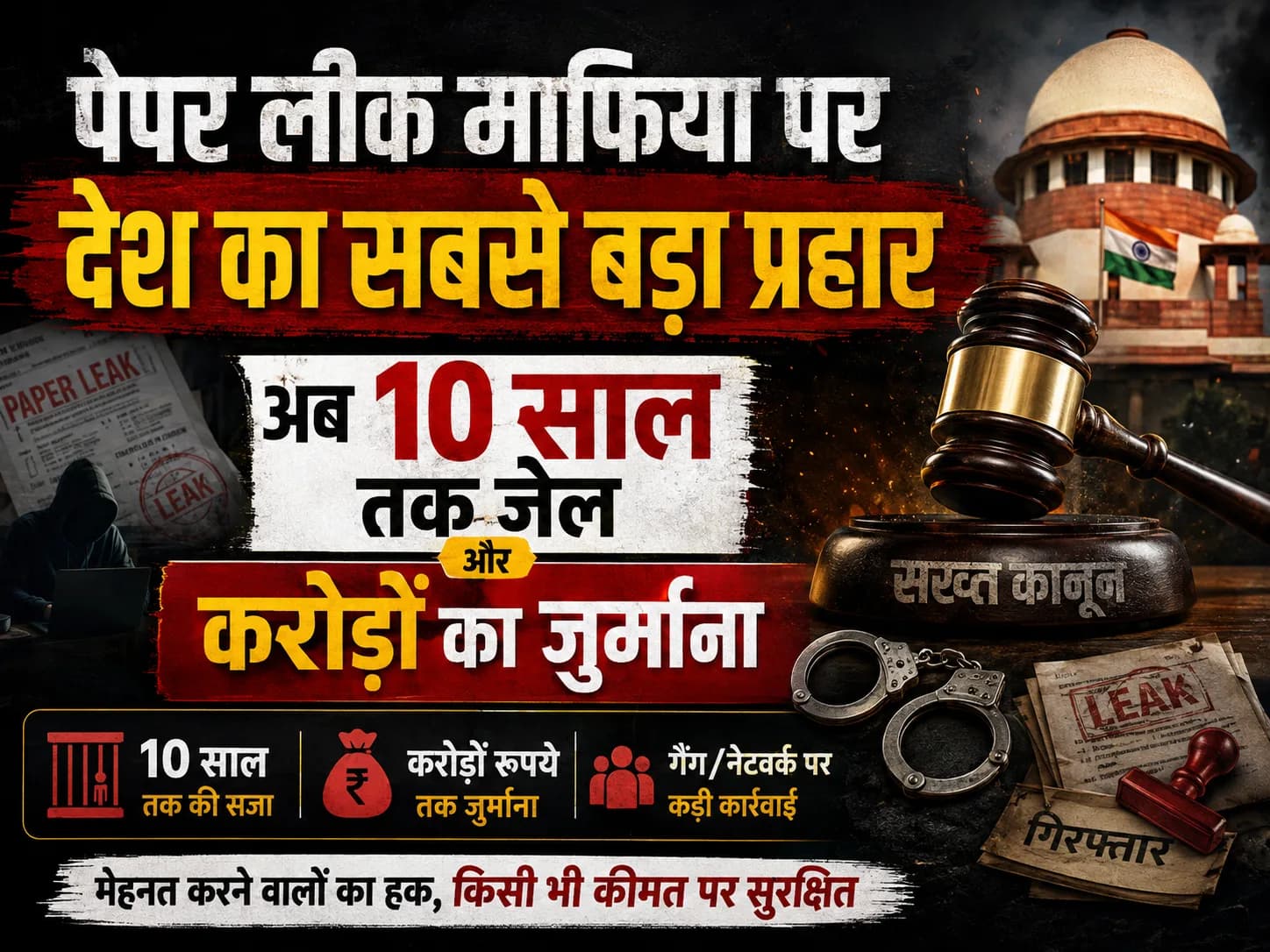 पेपर लीक माफिया पर देश का सबसे बड़ा प्रहार, अब 10 साल तक जेल और करोड़ों का जुर्माना