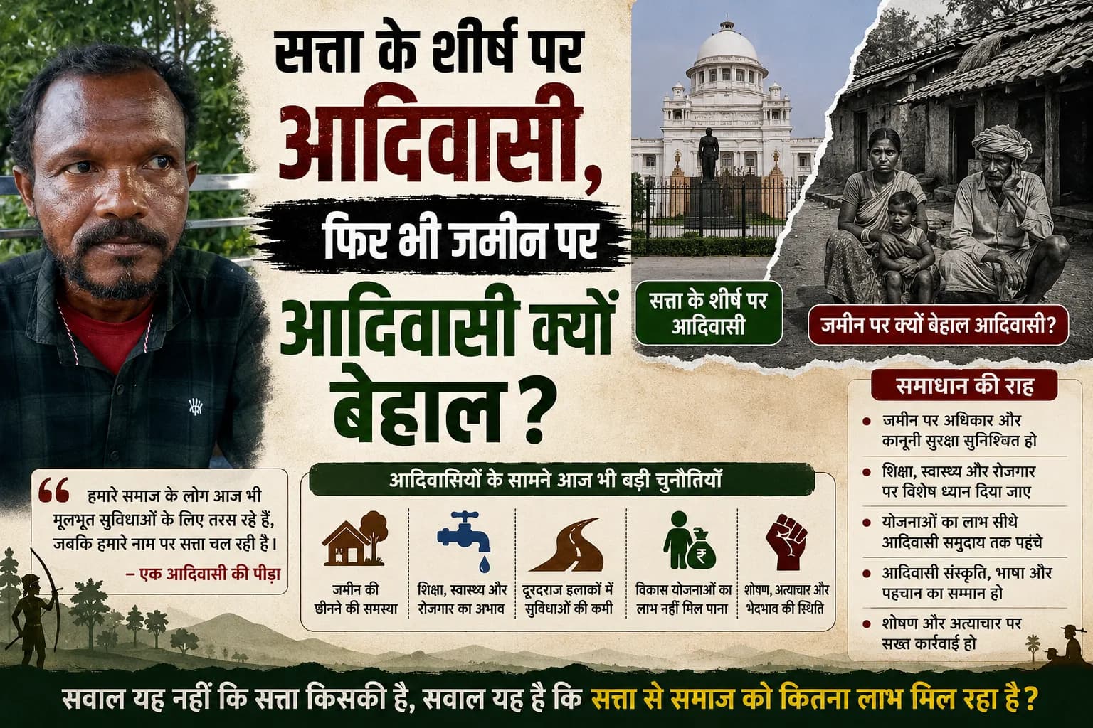 सत्ता के शीर्ष पर आदिवासी, फिर भी जमीन पर आदिवासी क्यों बेहाल?