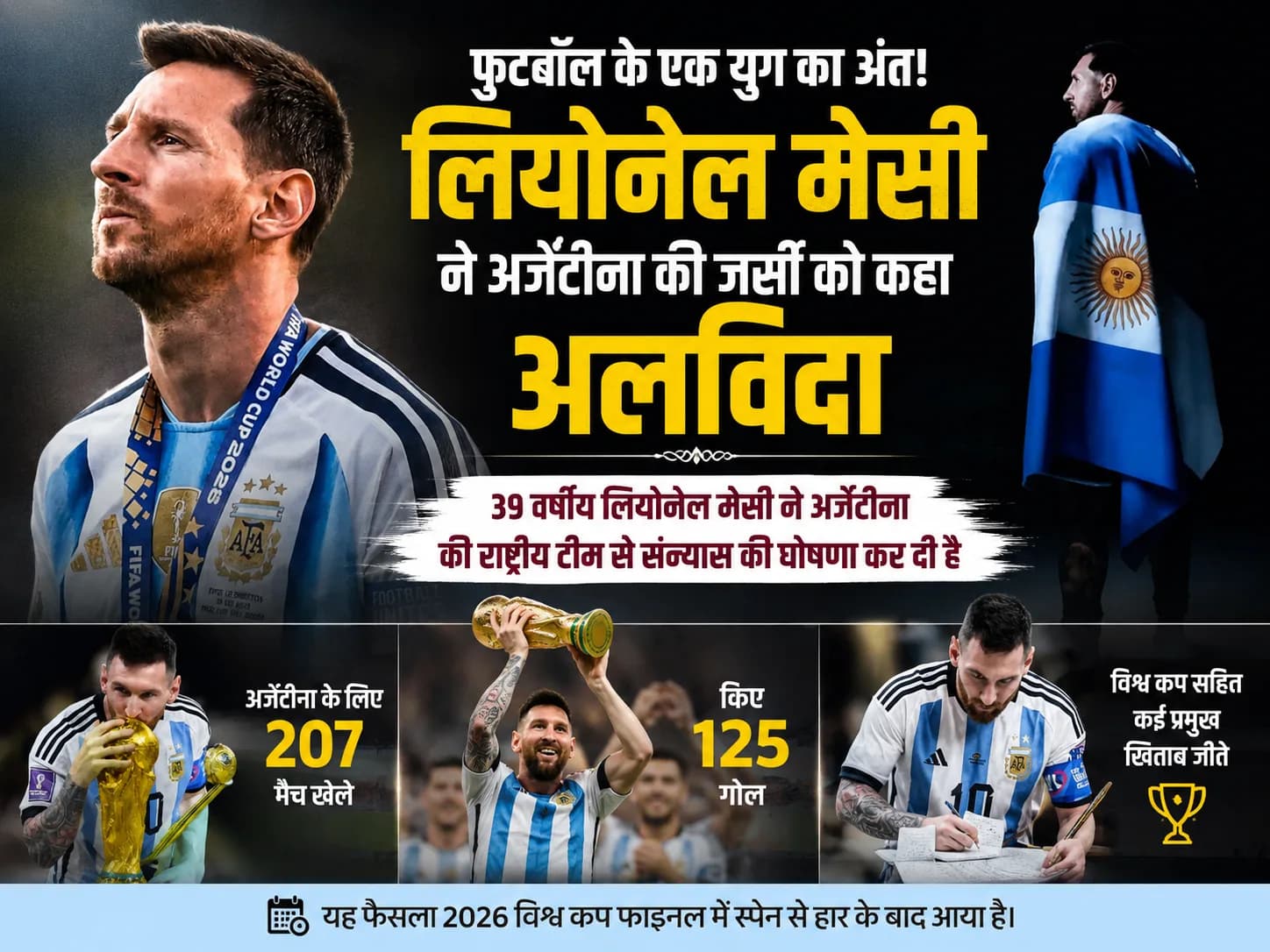फुटबॉल के एक युग का अंत! लियोनेल मेसी ने अर्जेंटीना की जर्सी को कहा अलविदा