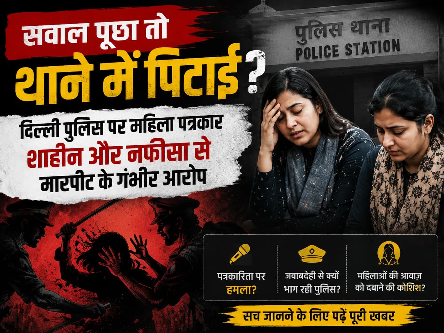 सवाल पूछा तो थाने में पिटाई? दिल्ली पुलिस पर महिला पत्रकार शाहीन और नफीसा से मारपीट के गंभीर आरोप