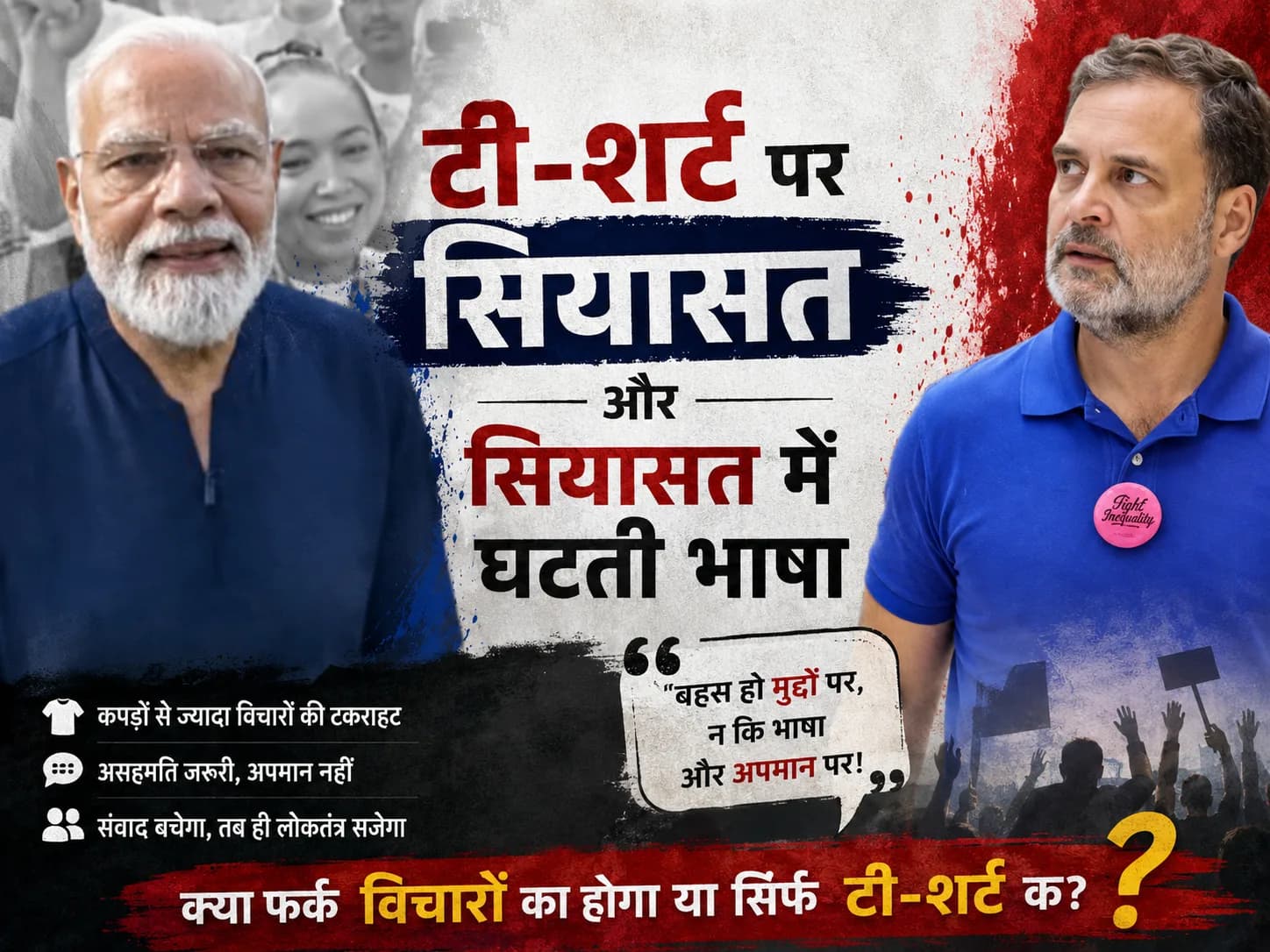 टी-शर्ट पर सियासत और सियासत में घटती भाषा